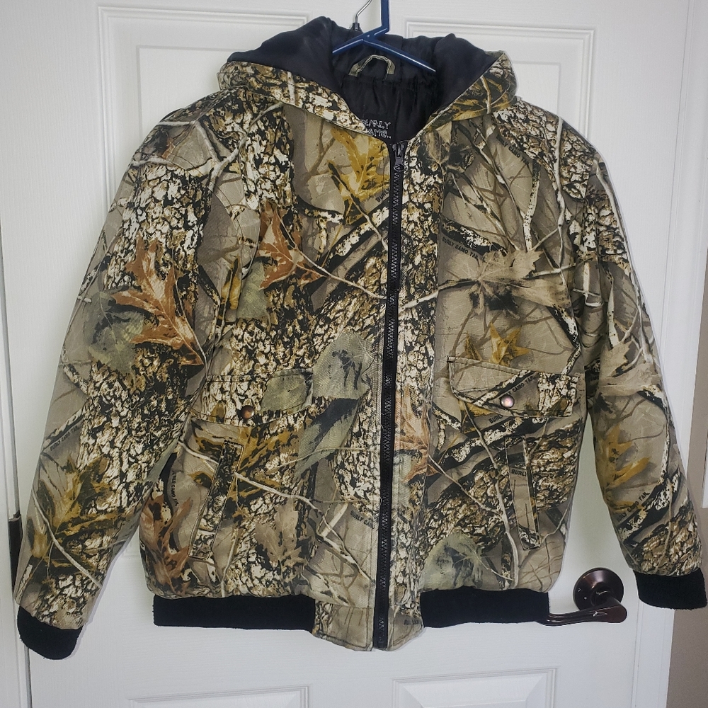Kids Burly Camo Hooded Coat Large